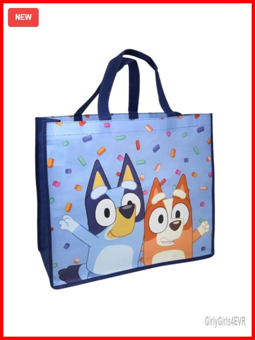 Large Non Woven Tote Bag with Bluey and Bingo Print